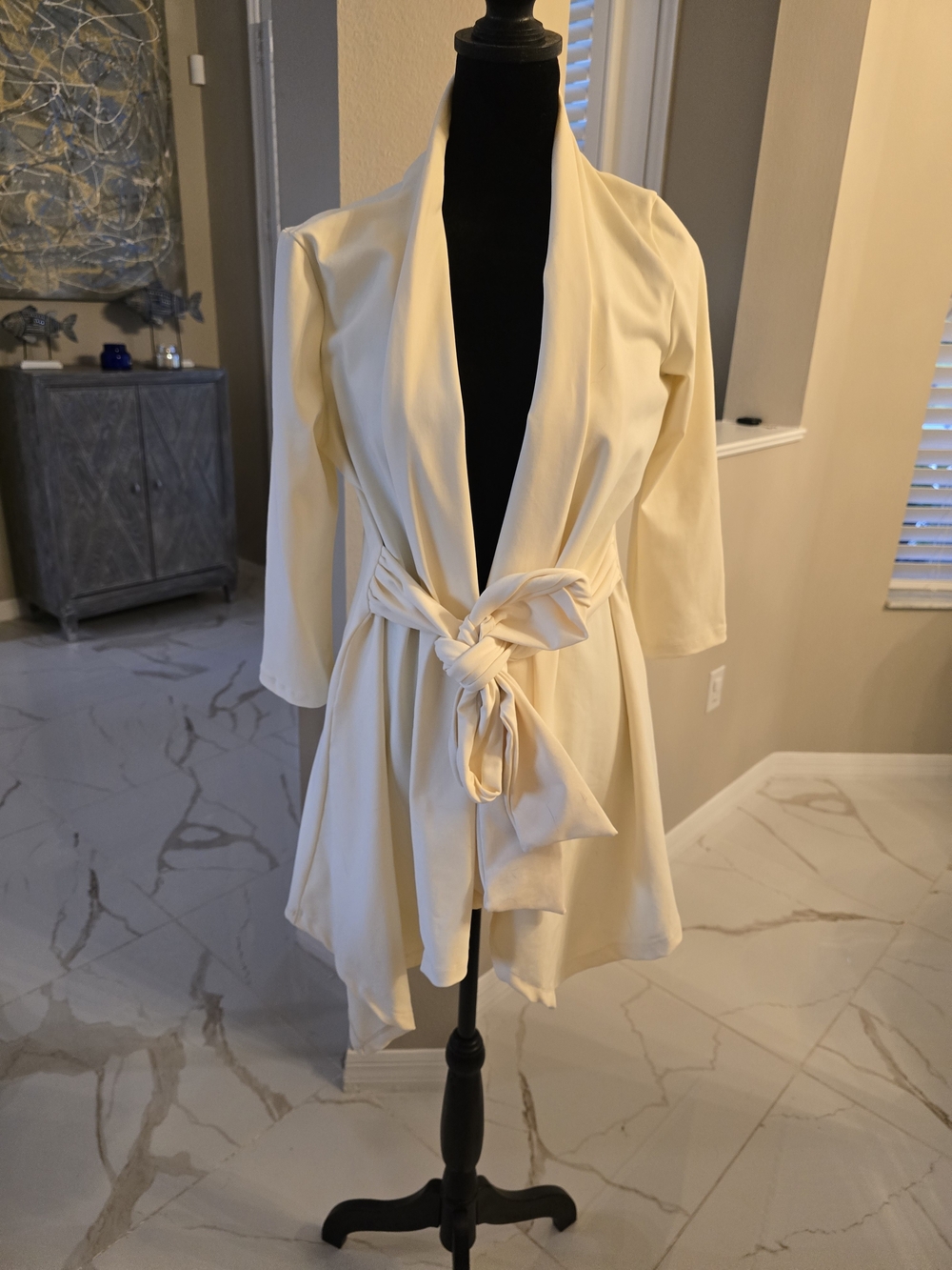Luxury Cream Satin Tie-Waist Robe for Women